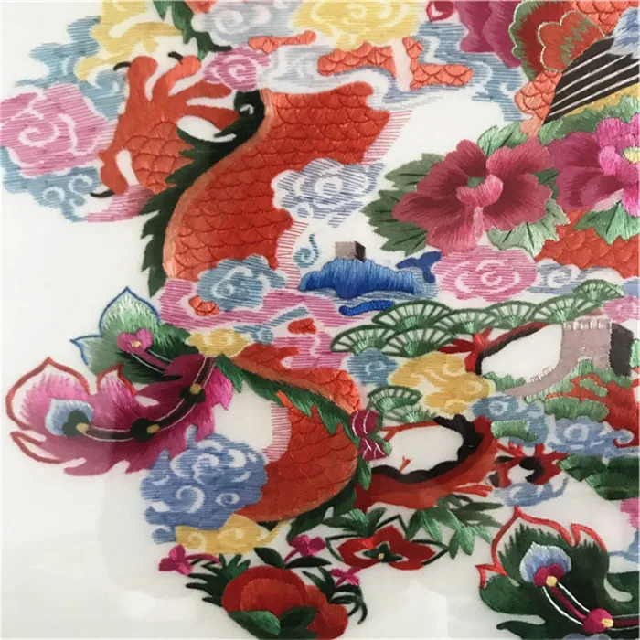 Ручная работа шелк тутового шелка Готовая вышивка Сучжоу качественные товары свадебный подарок Дракон и Феникс