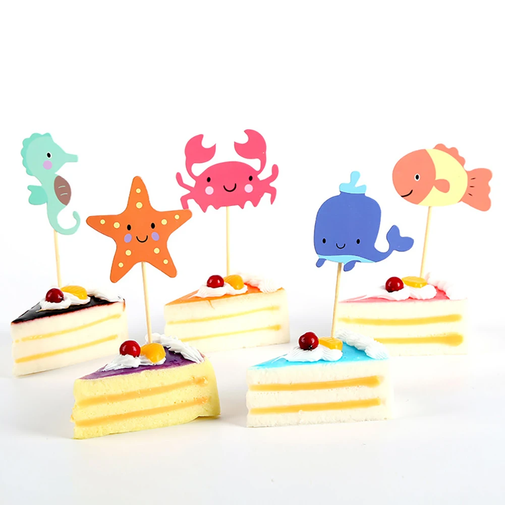 5 Pieces Ocean Sea Animal Cake Topper Fish Starfish Whale Octopus