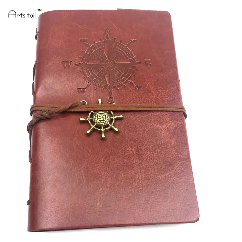 

Caribbean Sea Pirate Retro Style Travel Log Notebook PU Face Knot Knot Loose Sheet Notebook