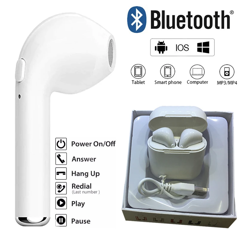 100PCS Free DHL i8Plus Wireless Earphone in-ear with Charging box Handsfree Mic For Bluetooth smartphone xiaomi | Электроника