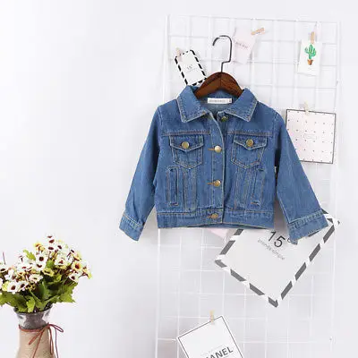 

Children Kids Girls Denim Jean Fall Jacket Button Coat Outwear Tops Clothes 1-6Y