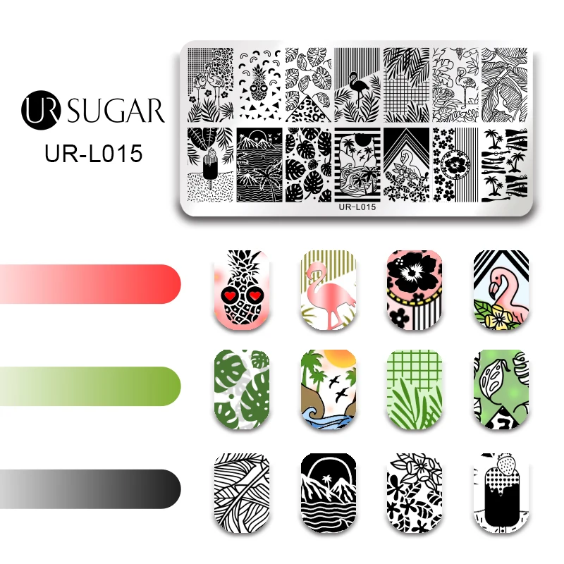 Ur Sugar летняя пластина для штамповки ногтей квадратная круглая пластина с изображениями для нейл-арта DIY шаблон для штамповки лака