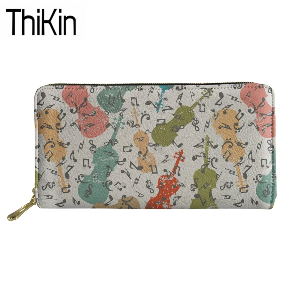 

Thikin Music Note Printing Wallets for Credit Card Women Casual Clutch Money Bag Ladies PU Leather Purse Females Phone Holders