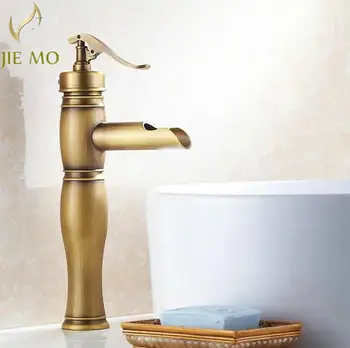 

FREE SHIPPING Bathroom Faucet Antique bronze finish Brass Waterfall Basin Sink Faucet Single Hand water taps HJ-5522
