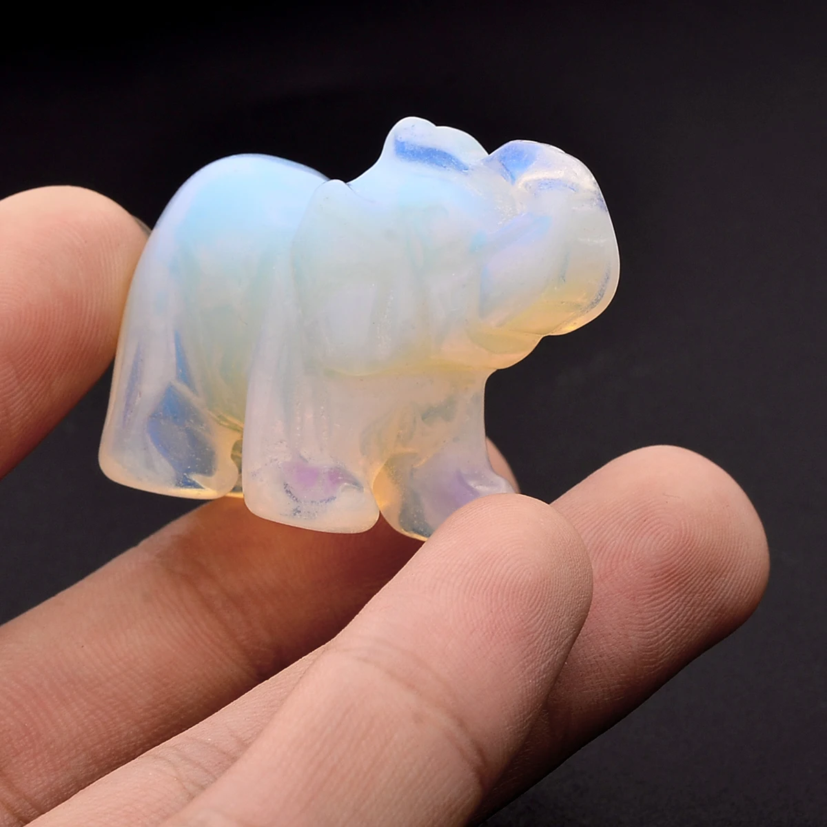 1pcs Mayitr Gem Stone Decoration Crafts Hand Carved Elephant Opal Home Decor Lucky Ornament Craft 15''