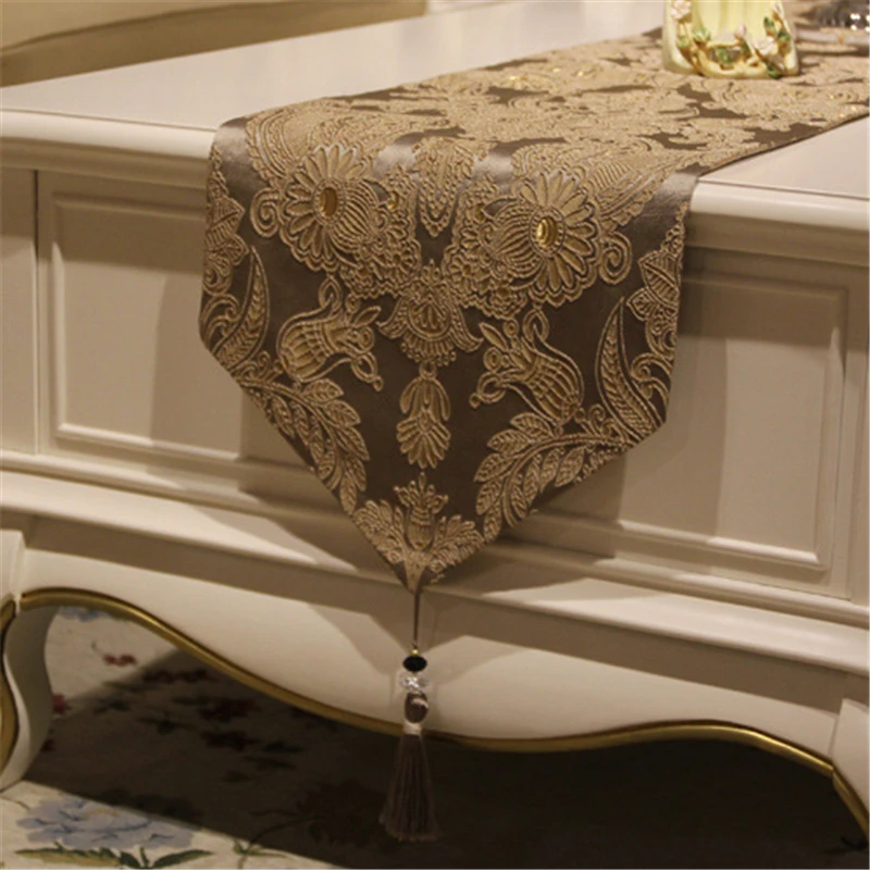 3 Colors European Concise Table Runners For Wedding Luxurious Embroidered Cotton Linen Table Runner Cabinet Cover Home Decor    
