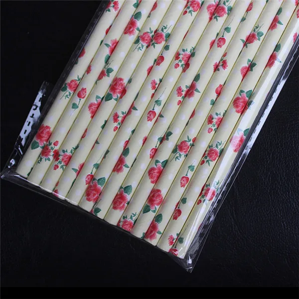 25 шт/лот одноразовый питьевой бумажные соломинки для дня рождения свадьбы рождественские украшения бумажная соломинка для питья - Цвет: 05