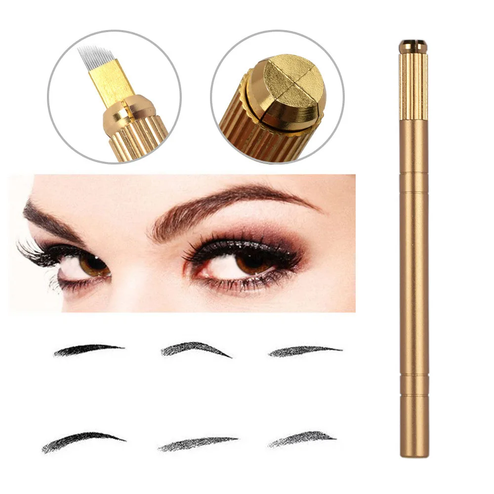Permanent Eyebrow Tattoo Pen Manual Handheld Tattooing Microblading with Needles | Красота и здоровье