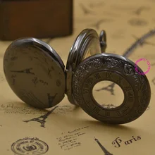 Mechanical Pocket Watch men open 2 side steampunk man fob watches black plating roman antique vintage retro Stylish hand Wind