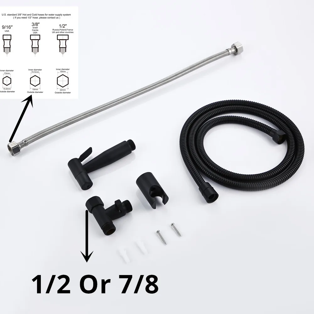 Billig Smesiteli Bad Schwarz Bidet Vertikale Wc Edelstahl Tragbare Bidet Sprayer Shattaf Wc Dusche Wand Montiert