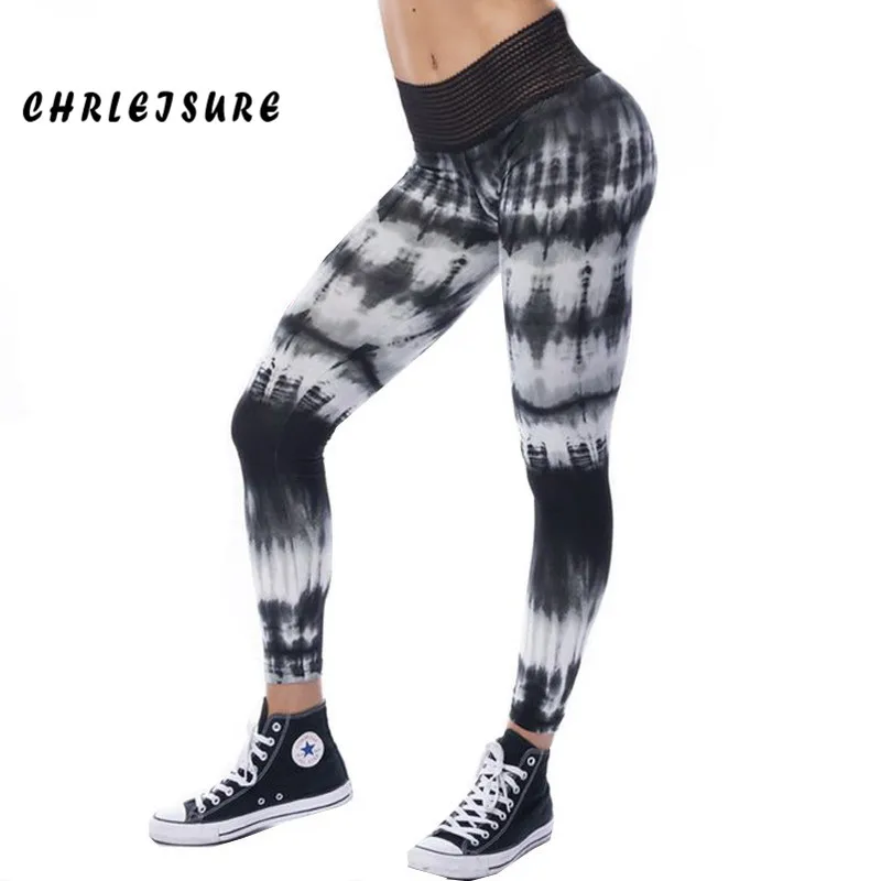 CHRLEISURE Activewear принт Высокая талия сексуальные леггинсы для фитнеса Для женщин полиэстер тренировки Леггинсы Узкие эластичные дышащие Jegging