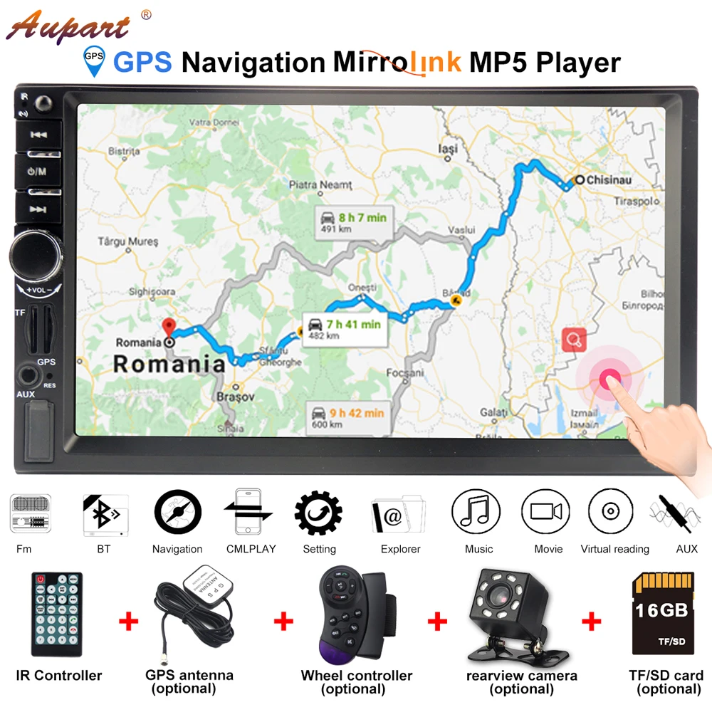 Стерео 2 din gps Авторадио multimidia радио навигация bluetooth зеркало ссылка Автомобильный