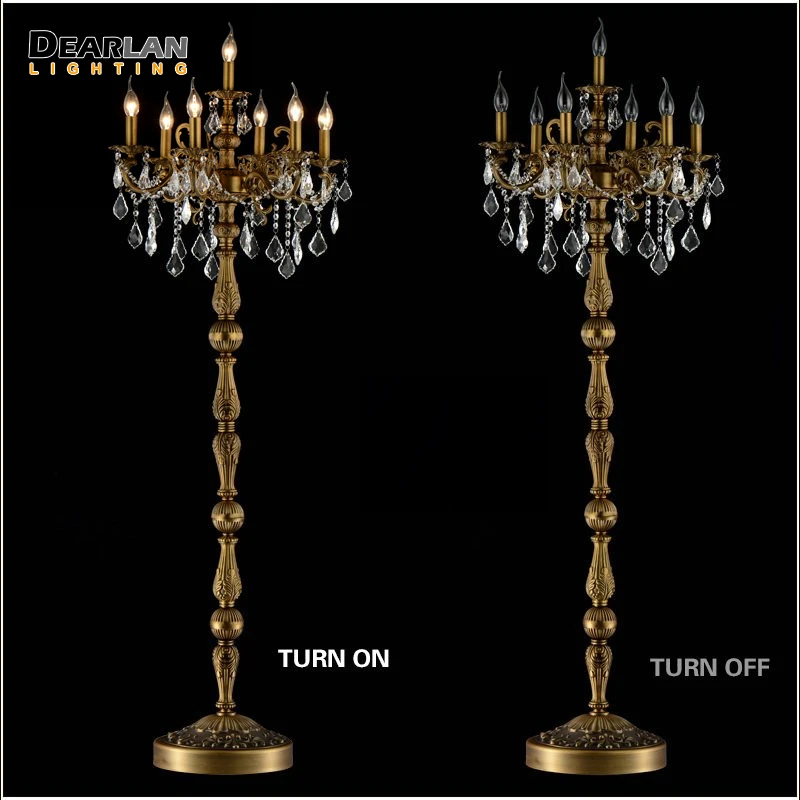 

Classic 7 Lights Crystal Floor Lamp, Floor Stand Light Fixture Cristal Lustre Candelabra Standing Lamp Centerpiece