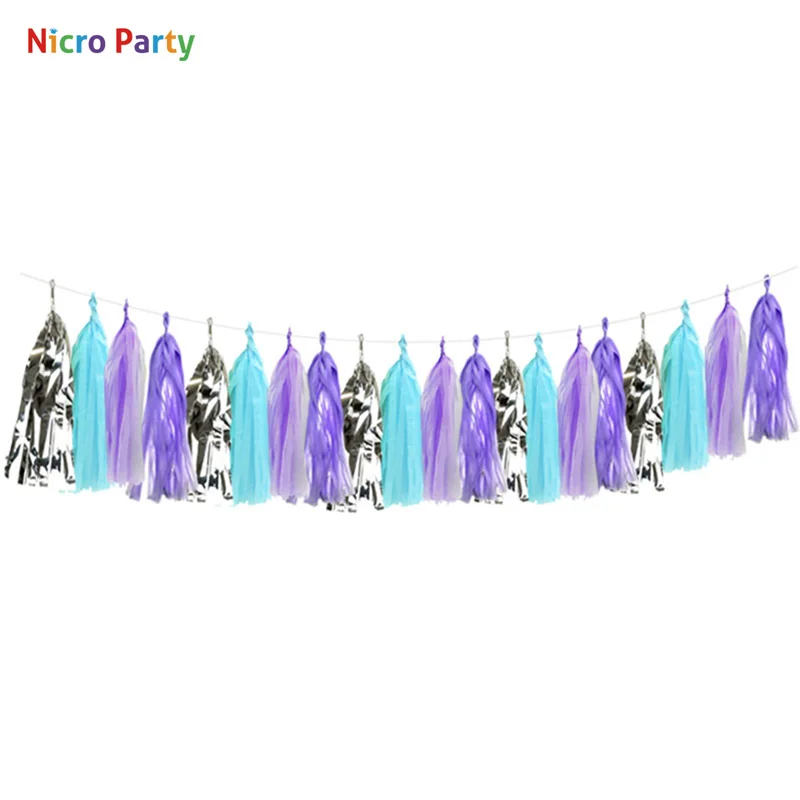 Nicro 29 шт./компл. синий фиолетовый белый с помпоном день рождения вечеринка