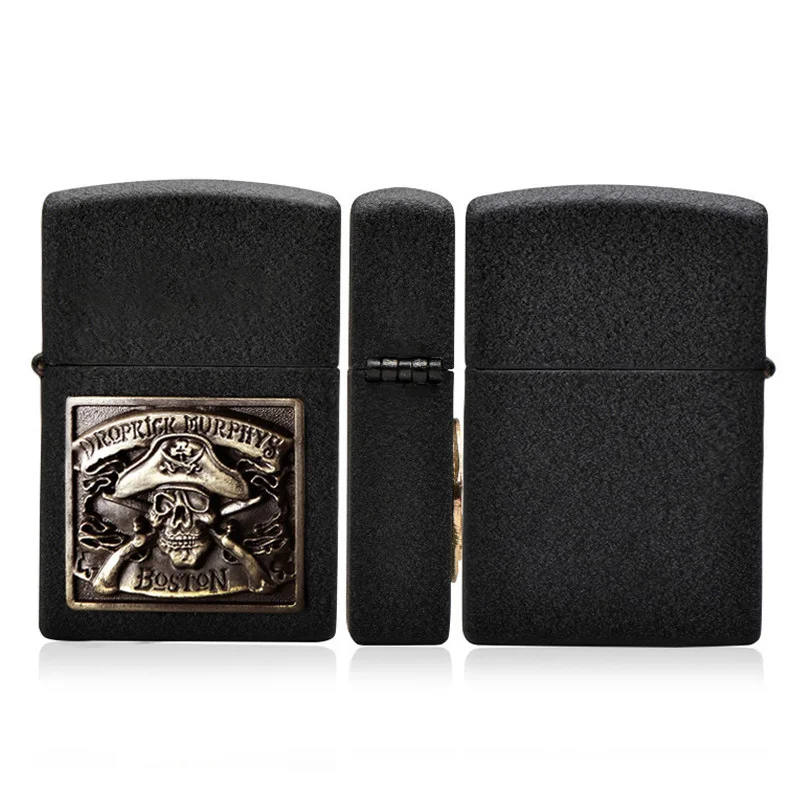 

Gasoline Lighter Kerosene Oil Petrol Lighter metal Black Frosted Cigarette Lighter Windproof Flame Men Gadgets Bar Lighters