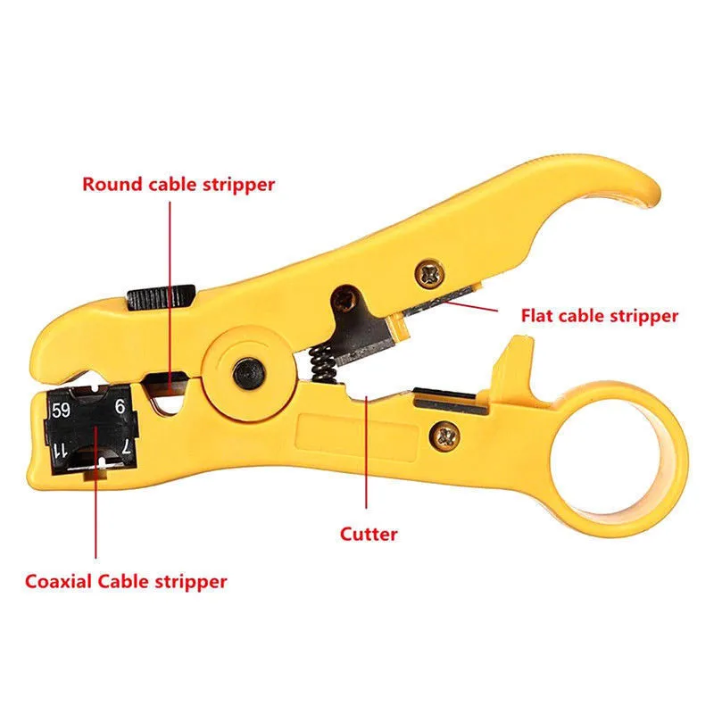 Плоский или круглый UTP Cat5 Cat6 проволочный коаксиальный инструмент для зачистки кабеля Универсальный резак Стриппер плоскогубцы инструмент для сети