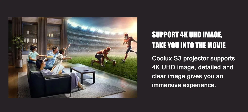 Coolux S3 DLP проектор 3D 1500 люмен 4K 1-2,5 м домашний кинотеатр Cortex-A53 1500: 1 1280x800 автоматический фокус умный проектор на Android