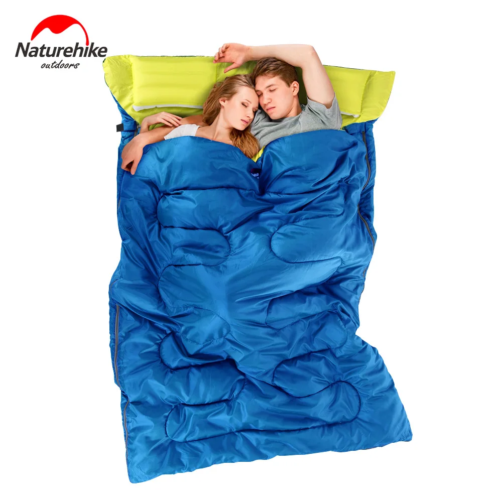 

NatureHike Outdoor Double Sleeping Bag Envelope Style Camping Hiking Portable Sleeping Bag with Pillow Spring and Autumn
