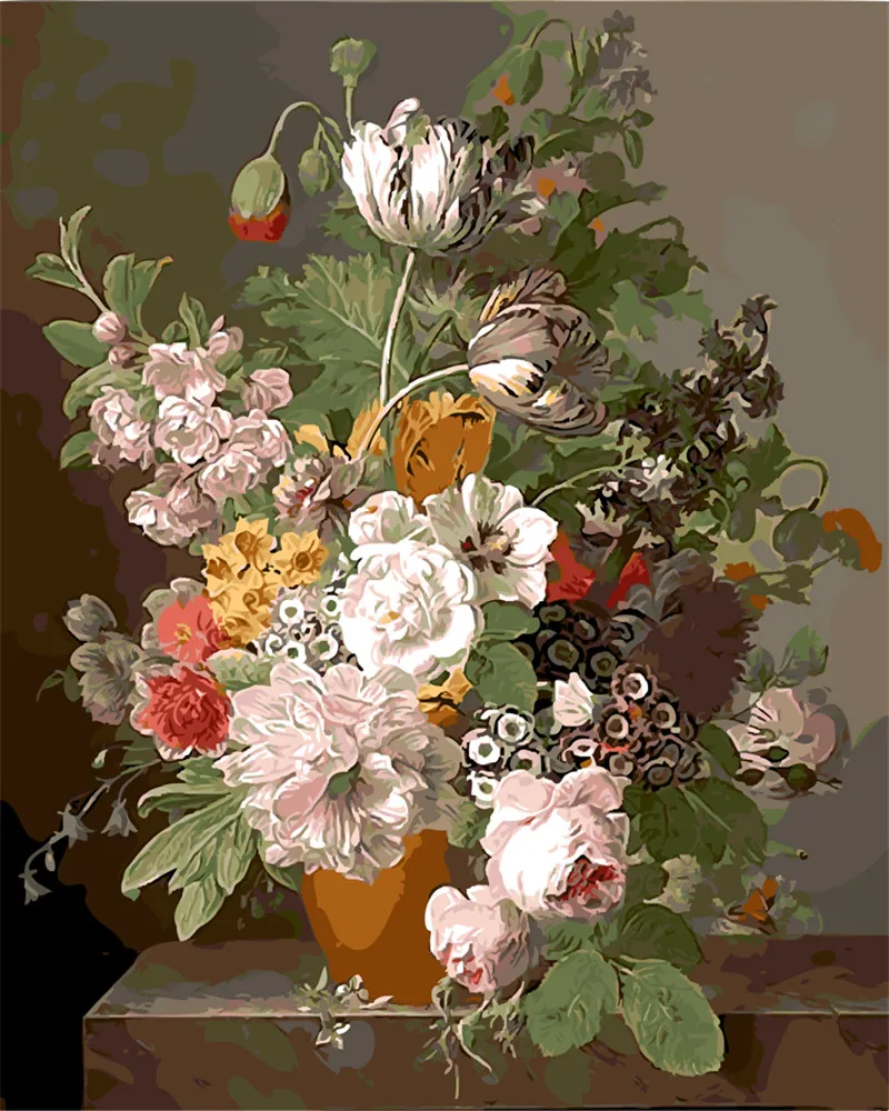

flowers Oil Painting pictures By Numbers Digital Picture drawing by numbers hand paint coloring DIY Home Decoration wall decor