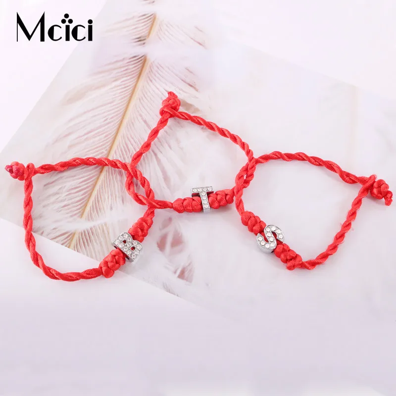 

1PC A-Z 26 Letters Red Thread String Letters Charm Bracelets Red Rope Charm Women Lucky Bracelet Aolly Jewelry Gift For Couple