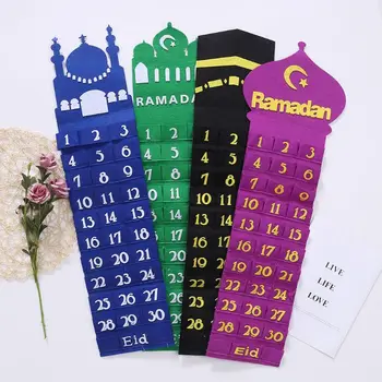 

Felt Ramadan Eid Mubarak Wall Hanging Numbered Countdown Calendar 30 Spaces Home Decor