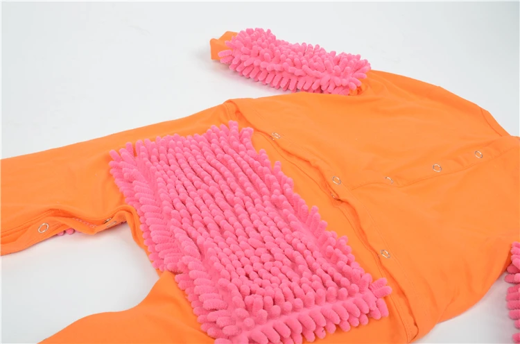 Hot Baby Mop Romper Outfit Unisex Boy Girl Polishes Floors Cleaning Mop Suit Autumn Winter Kids Crawls Toddler Swob Jumpsuit bright baby bodysuits