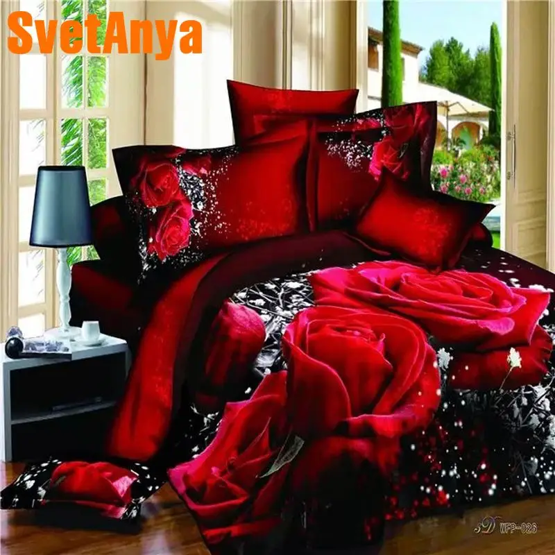 

Svetanya 3D cotton Bedding Set (flat sheet +pillowcase+Duvet cover) queen double king size Bedlinen
