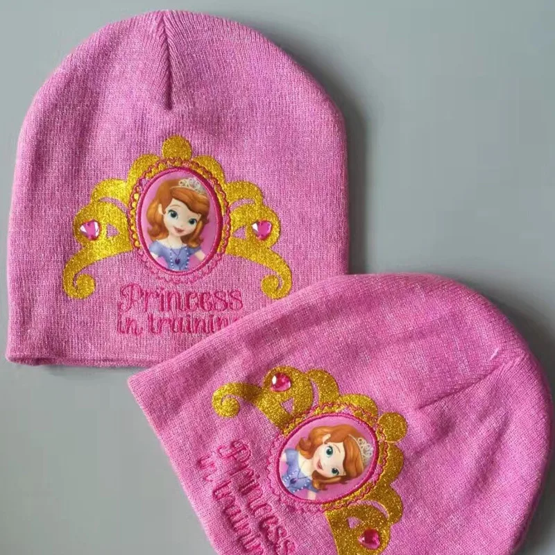 

2017 New Girls Princess Sophia Baby Pink Crown Prints Rhinestones Hats Luvable Baby Hats & Caps 2-8 Years Old