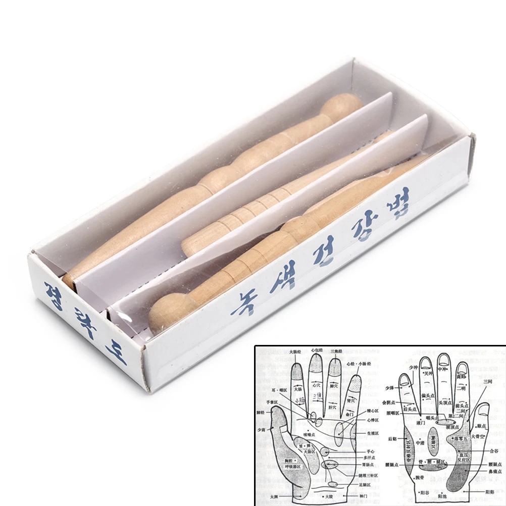 3PCS Original Wooden Foot Body Massage Stick Relieve Muscle Soreness Relaxing Tool Acupuncture Foot Reflexology Massager