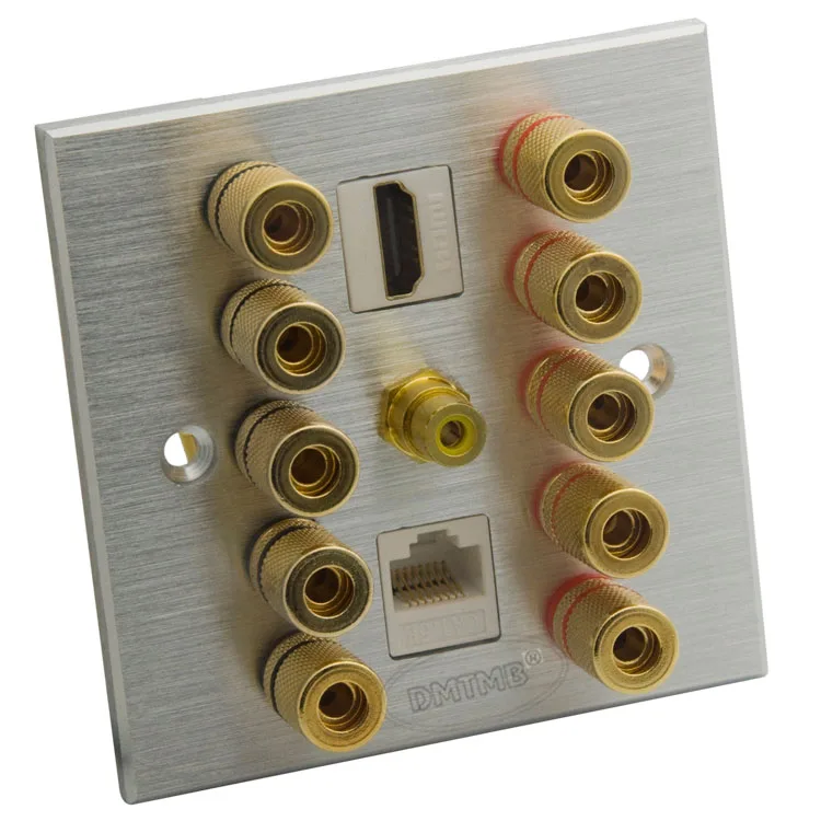 Алюминиевая 5 1 с HDMI и RJ45 динамиком банан звуковая коробка настенная пластина|wall
