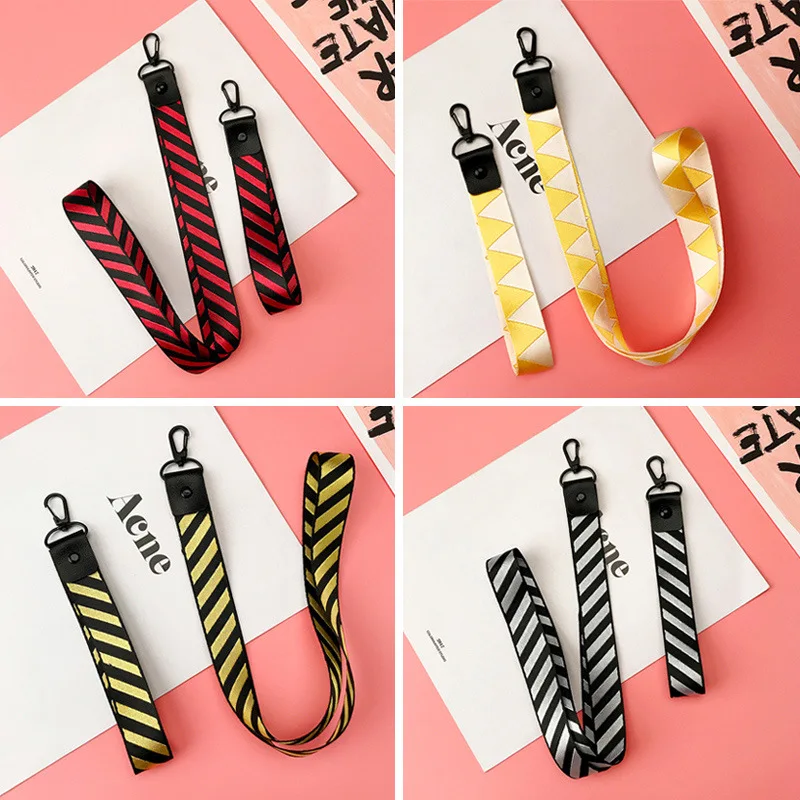 

Kuutti 1SET Long & Short Mobile Phone Strap Striped Lanyard Rope ID Badge Holder Key Rope Universal Neck & Wrist Ropes Accessory