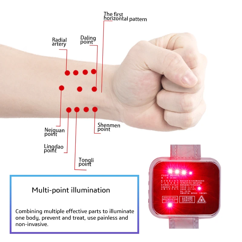 650nm Часы Лазерное лечение устройство для терапии запястья низкочастотная гипертония гиперлипидемия гипервязкость лечение здравоохранения