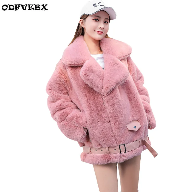 HighEnd New Korean Women's Winter Clothing Faux Fur Coat Fur Lapel