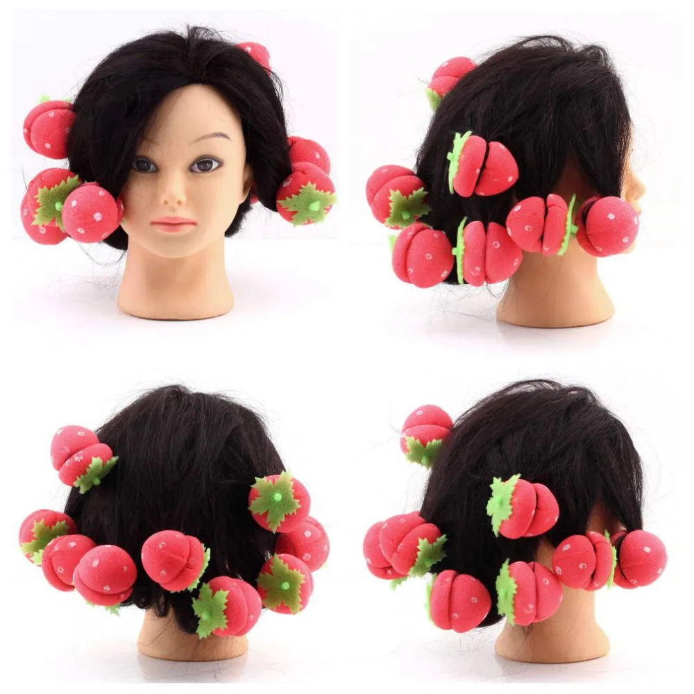 12 pcs/set Magic Hair Curlers Cute Strawberry Curler Soft Sponge Foam