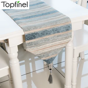 Image 1 - Topfinel camino de mesa a rayas de colores con borlas, tela de chenilla, mantel de boda para decoración del hogar al aire libre.