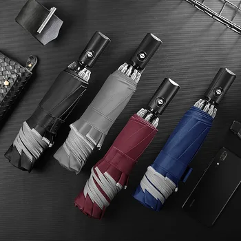 

Reflective Three Folding Umbrella For Women Anti-UV Sunscreen Parasol Windproof Dual-use Automatic Sunny And Rain Umbrellas