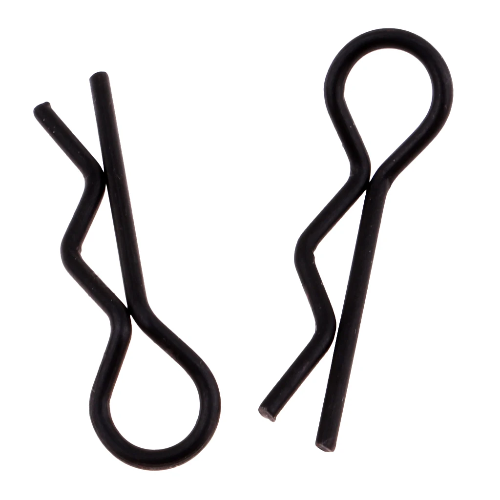 50 Pieces RC Car Black Metal Bodyshell Clips Pins R Shape for Traxxas TRX4 1/10 RC Buggy RC Rock Crawler Vehicle Models