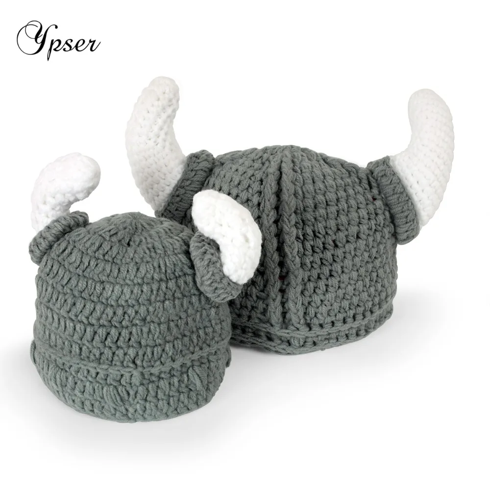 

Bulls Cap Cotton Beanie Hat with Horn Warm Winter Bull Caps Handmade Viking Knitted Crochet Beanie Children's Gift Ypser
