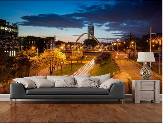 

Custom landscape wallpaper,Manchester skyline,3D photo city for the living room bedroom kitchen wall waterproof vinyl wallpaper