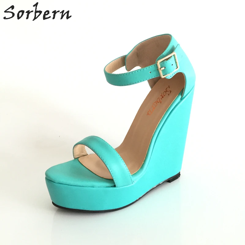 

Sorbern Handamde Green Women Sandal Wedges Cut-outs Open Shoes With Platform Ladies Causal Shoes Summer Style Sandals EU34-46