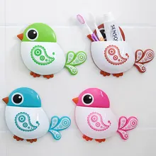 High Quality Bathroom Accessories for Toothbrush Bath Storage Organizer Tool Creative Bird Pattern Suction Cup Toothbrush Holder