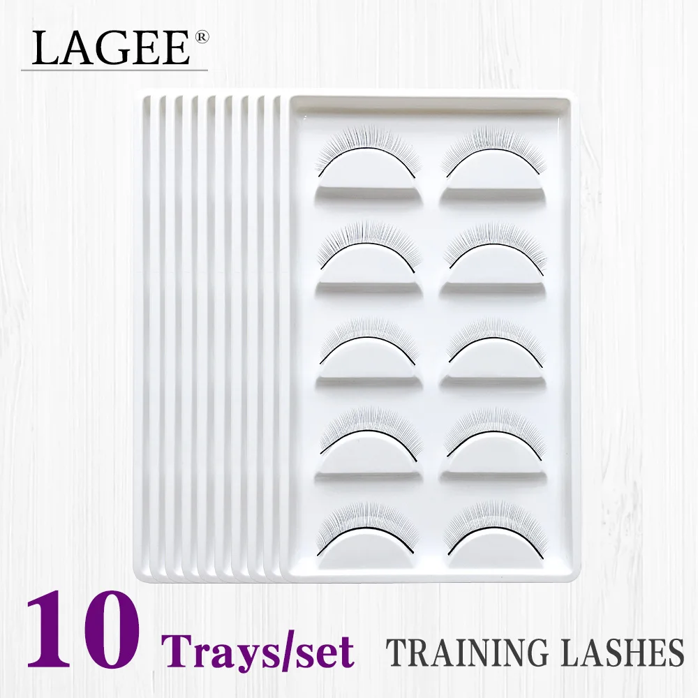 

LAGEE 10trays/Set False Eyelashes Handmade Training Lashes For Beginners Eyelash Extensions Tools Beauty Salon Student Practice