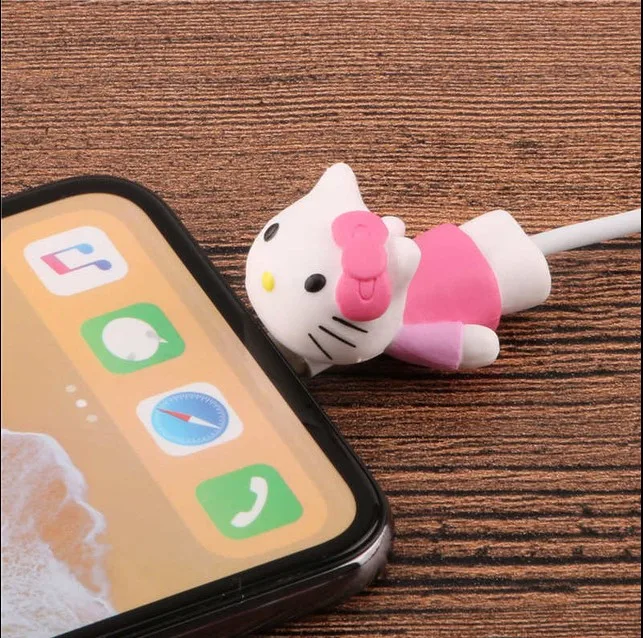 Кукла животного из мультфильма, кабель для защиты от укуса, органайзер для намотки, держатель для провода для iPhone 5 6s 7 8 plus x Кабель - Цвет: Pink KT