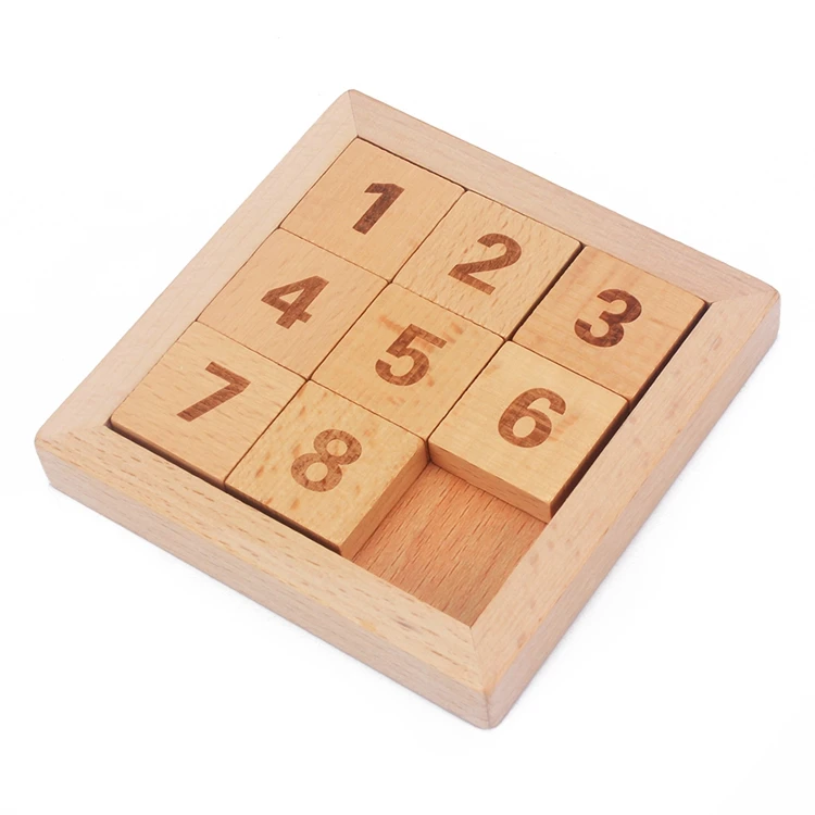 Восемь раздвижных плиток IQ игра игрушки 8 головоломка математический деревянный Головоломка цифры 1-8 номер игра для взрослых и детей