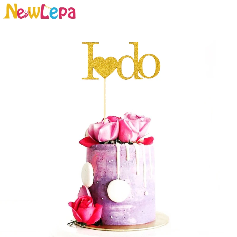 

I DO Gold Silver Paper Cupcake Topper Picks Twilight Sparkle Wedding Valentine's Day Decoration Party Favors 5pcs/lot
