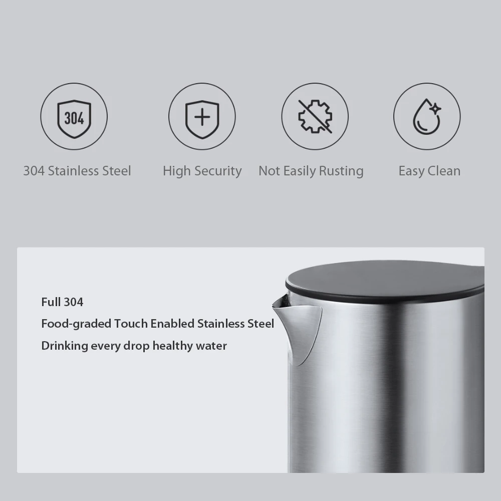 Xiaomi VIOMI 1800W 1.5L Электрический чайник Интеллектуальный термостат против скальдинга бытовой 304 Электрический чайник из нержавеющей стали