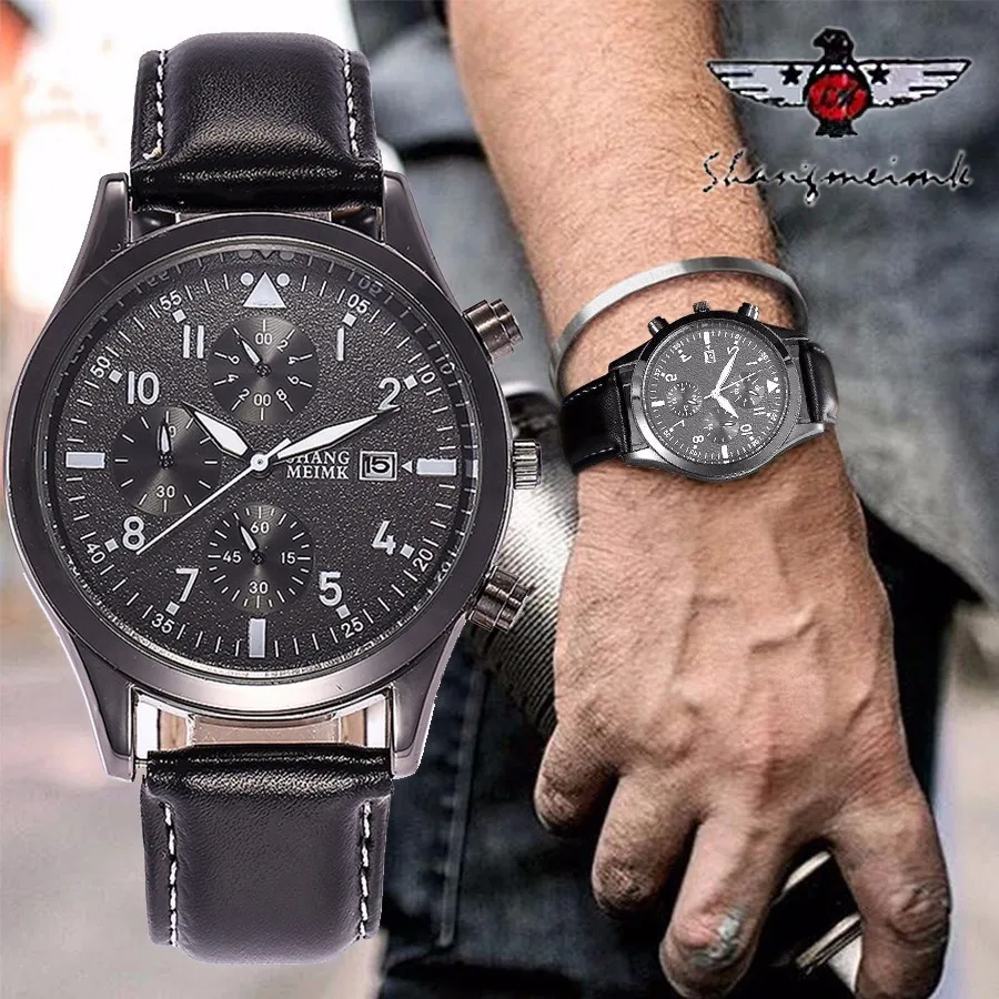 

SHANGMEIMK Brand Luxury Men Business Watches Fashion Casual Leather Men's Calendar Quartz Wristwatches Relogio Masculino