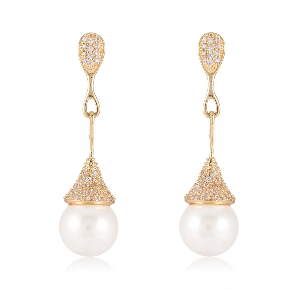 

GrayBirds Wholesale Elegant Crystal Drop Earrings Fashion AAA Cubic Zircon And Shell Pearl Jewelry CVE011