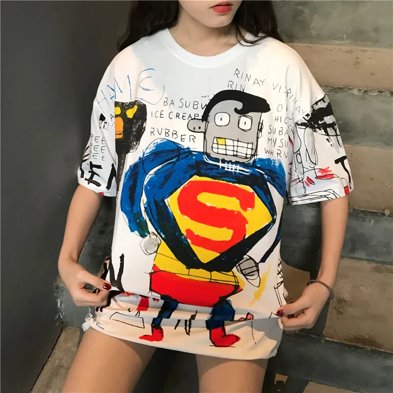 FREE SHIPPING Funny T-shirts Full Cartoon Print JKP4383