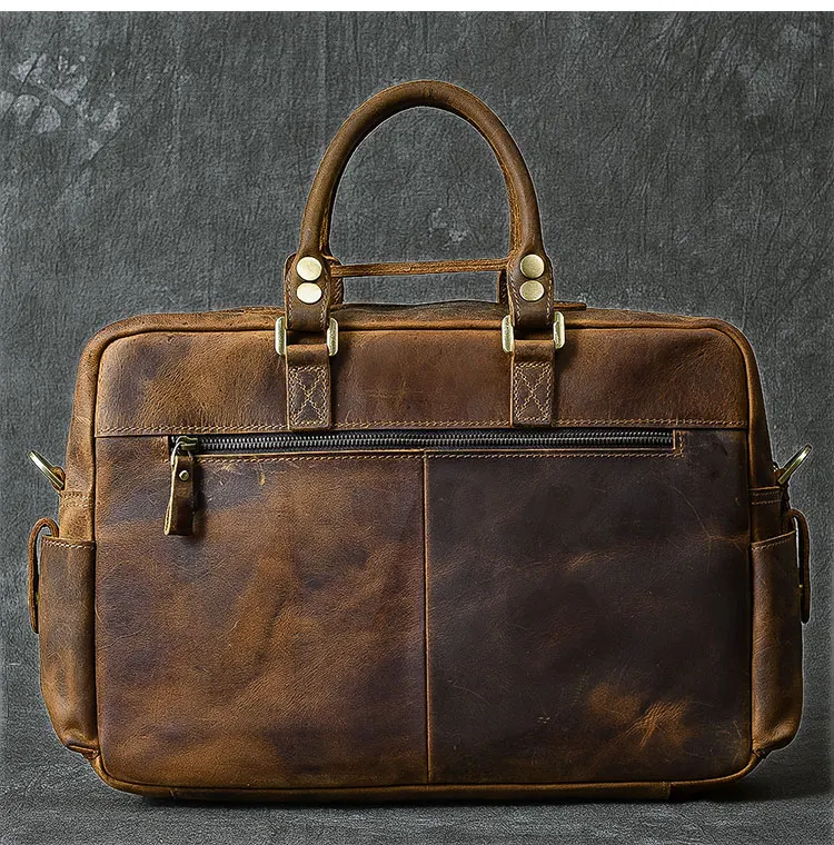brown leather messenger bag